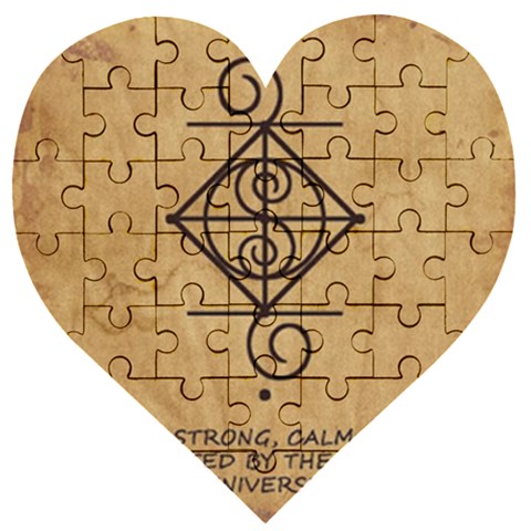 I Am Strong, Calm  And Protected By The Infinite Universe Wooden Puzzle Heart from ArtsNow.com