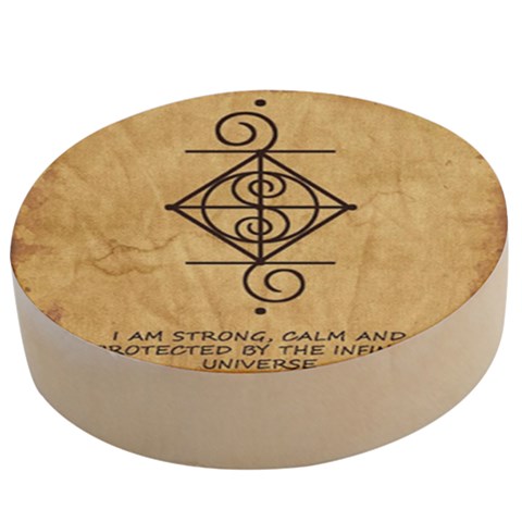 I Am Strong, Calm  And Protected By The Infinite Universe Wooden Bottle Opener (Round) from ArtsNow.com