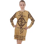 I Am Strong, Calm  And Protected By The Infinite Universe Long Sleeve Hoodie Dress