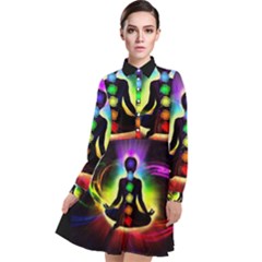 Long Sleeve Chiffon Shirt Dress 