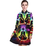 Chakra Design Long Sleeve Chiffon Shirt Dress