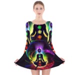 Chakra Design Long Sleeve Velvet Skater Dress