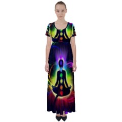High Waist Short Sleeve Maxi Dress 