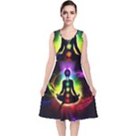 Chakra Design V-Neck Midi Sleeveless Dress 