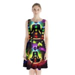 Chakra Design Sleeveless Waist Tie Chiffon Dress