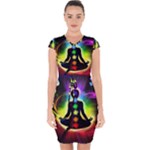 Chakra Design Capsleeve Drawstring Dress 