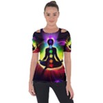 Chakra Design Shoulder Cut Out Short Sleeve Top