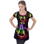 Chakra Design Puff Sleeve Tunic Top