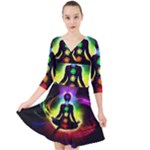 Chakra Design Quarter Sleeve Front Wrap Dress