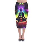 Chakra Design Velvet Midi Pencil Skirt