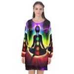 Chakra Design Long Sleeve Chiffon Shift Dress 