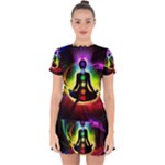 Chakra Design Drop Hem Mini Chiffon Dress