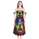 Chakra Design Shoulder Tie Bardot Midi Dress