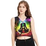 Chakra Design V-Neck Cropped Tank Top