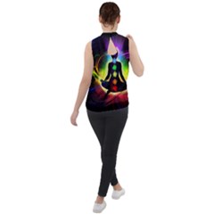 Mock Neck Chiffon Sleeveless Top 