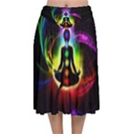 Chakra Design Velvet Flared Midi Skirt