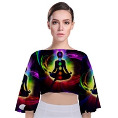 Tie Back Butterfly Sleeve Chiffon Top 