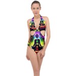 Chakra Design Halter Front Plunge Swimsuit