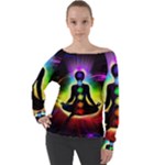 Chakra Design Off Shoulder Long Sleeve Velour Top