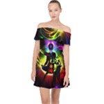 Chakra Design Off Shoulder Chiffon Dress