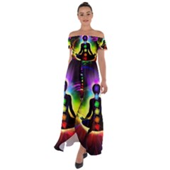 Off Shoulder Open Front Chiffon Dress 