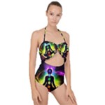 Chakra Design Scallop Top Cut Out Swimsuit