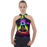 Chakra Design Cross Neck Velour Top