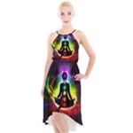 Chakra Design High-Low Halter Chiffon Dress 