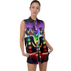 Sleeveless Chiffon Button Shirt 