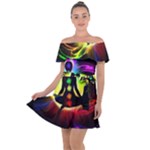 Chakra Design Off Shoulder Velour Dress