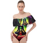 Chakra Design Off Shoulder Velour Bodysuit 