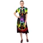 Chakra Design Keyhole Neckline Chiffon Dress