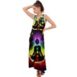 Chakra Design V-Neck Chiffon Maxi Dress