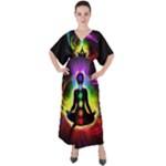 Chakra Design V-Neck Boho Style Maxi Dress