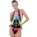 Chakra Design Backless Halter One Piece Swimsuit