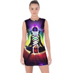 Chakra Design Lace Up Front Bodycon Dress