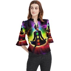 Loose Horn Sleeve Chiffon Blouse 