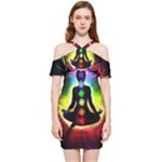 Chakra Design Shoulder Frill Bodycon Summer Dress