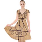 Only Good Shall Enter This House Cap Sleeve Front Wrap Midi Dress