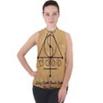 Only Good Shall Enter This House Mock Neck Chiffon Sleeveless Top