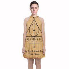 Velvet Halter Neckline Dress  