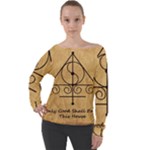 Only Good Shall Enter This House Off Shoulder Long Sleeve Velour Top