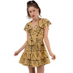Only Good Shall Enter This House Flutter Sleeve Wrap Dress