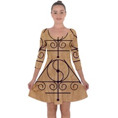 Quarter Sleeve Skater Dress 