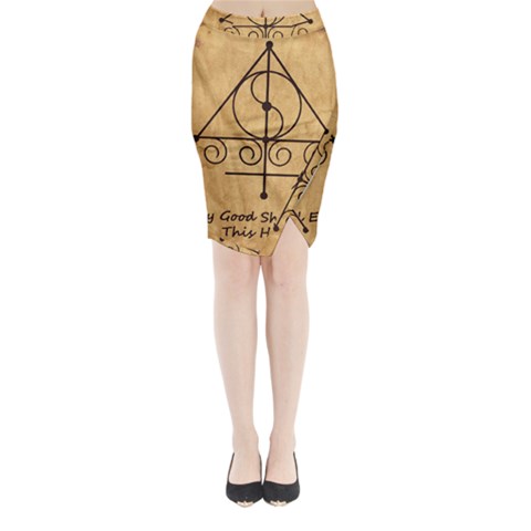 Only Good Shall Enter This House Midi Wrap Pencil Skirt from ArtsNow.com