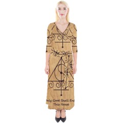 Quarter Sleeve Wrap Maxi Dress 