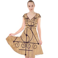 Cap Sleeve Front Wrap Midi Dress 
