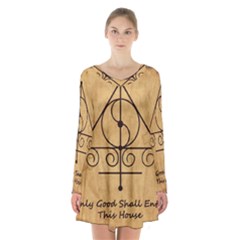 Long Sleeve Velvet V-neck Dress 