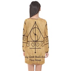 Long Sleeve Chiffon Shift Dress  