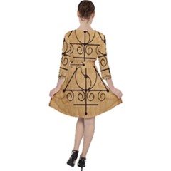 Quarter Sleeve Ruffle Waist Dress 